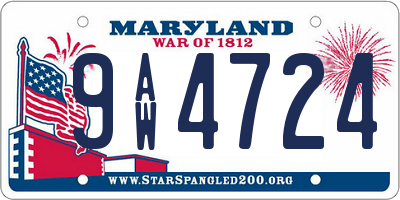 MD license plate 9AW4724
