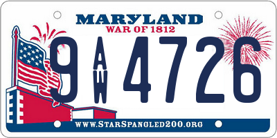 MD license plate 9AW4726