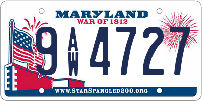 MD license plate 9AW4727