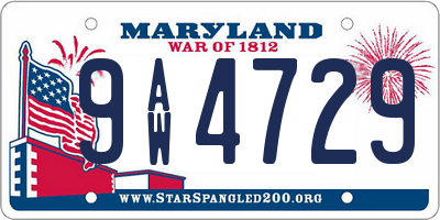 MD license plate 9AW4729
