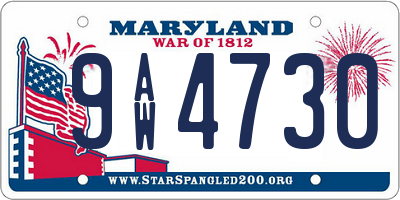 MD license plate 9AW4730