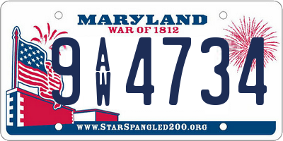 MD license plate 9AW4734