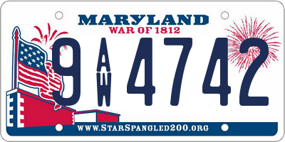 MD license plate 9AW4742
