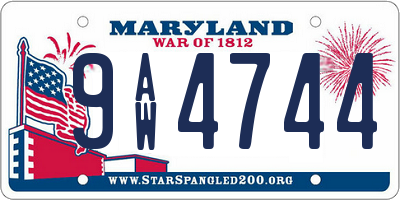MD license plate 9AW4744