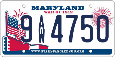 MD license plate 9AW4750