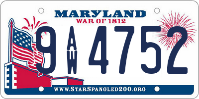 MD license plate 9AW4752
