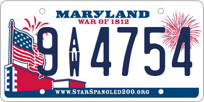 MD license plate 9AW4754