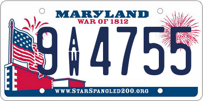 MD license plate 9AW4755