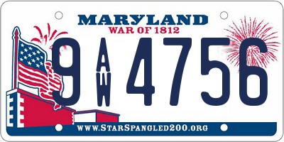 MD license plate 9AW4756
