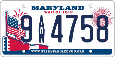 MD license plate 9AW4758