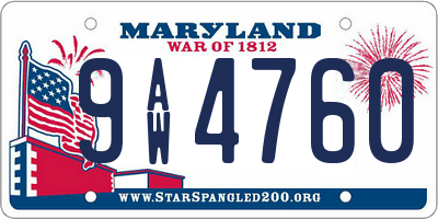 MD license plate 9AW4760