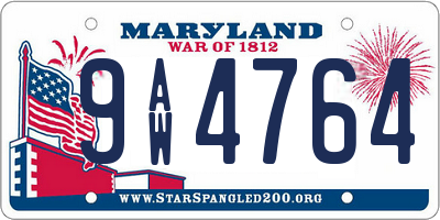 MD license plate 9AW4764