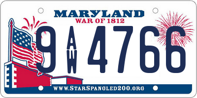 MD license plate 9AW4766