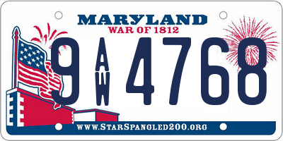 MD license plate 9AW4768
