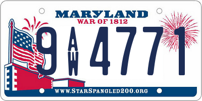 MD license plate 9AW4771
