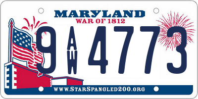 MD license plate 9AW4773