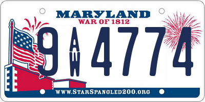 MD license plate 9AW4774
