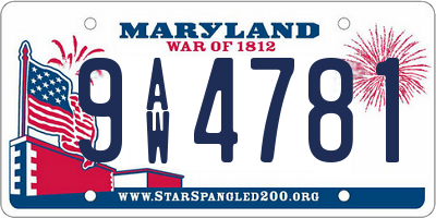 MD license plate 9AW4781