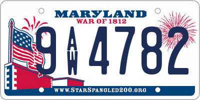 MD license plate 9AW4782