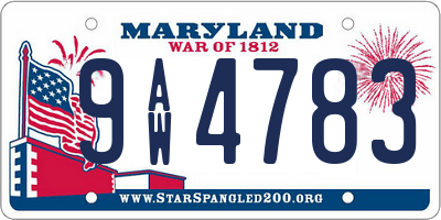 MD license plate 9AW4783