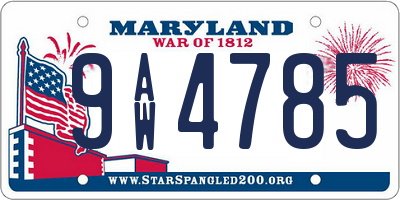 MD license plate 9AW4785
