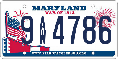 MD license plate 9AW4786