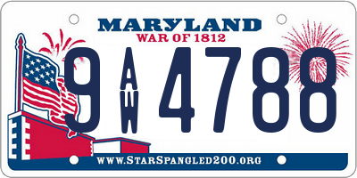 MD license plate 9AW4788