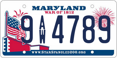MD license plate 9AW4789