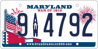 MD license plate 9AW4792