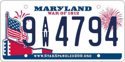 MD license plate 9AW4794
