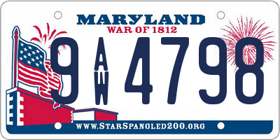 MD license plate 9AW4798