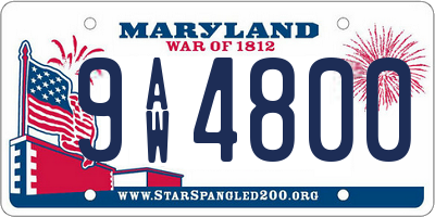 MD license plate 9AW4800