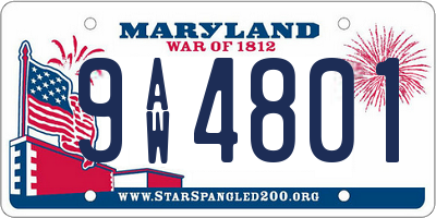 MD license plate 9AW4801