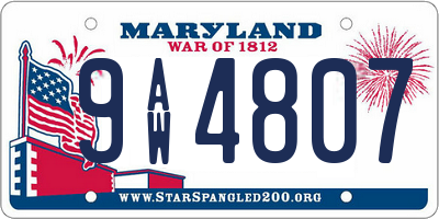 MD license plate 9AW4807