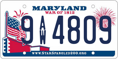 MD license plate 9AW4809