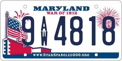 MD license plate 9AW4818