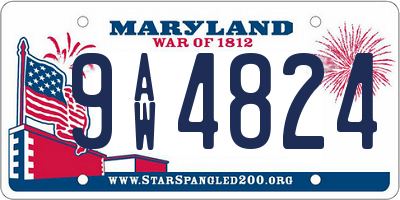MD license plate 9AW4824