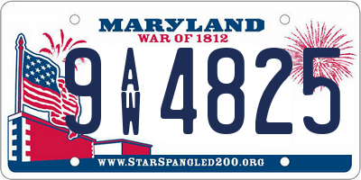 MD license plate 9AW4825