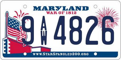 MD license plate 9AW4826