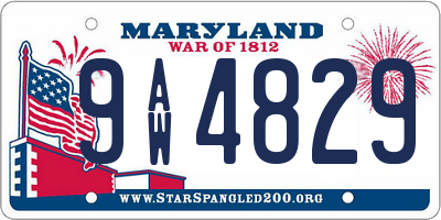 MD license plate 9AW4829