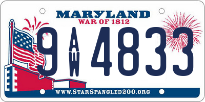 MD license plate 9AW4833