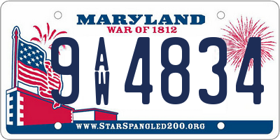 MD license plate 9AW4834