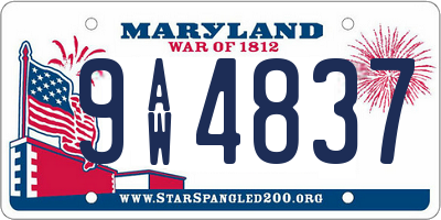 MD license plate 9AW4837