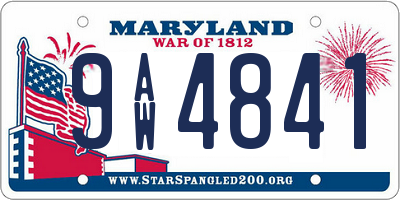MD license plate 9AW4841