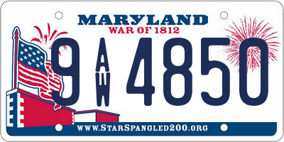 MD license plate 9AW4850