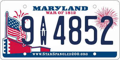 MD license plate 9AW4852