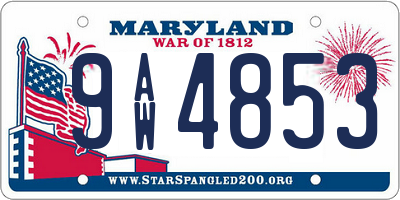 MD license plate 9AW4853