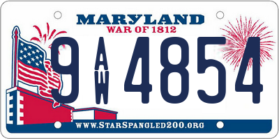 MD license plate 9AW4854