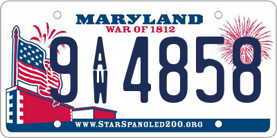 MD license plate 9AW4858
