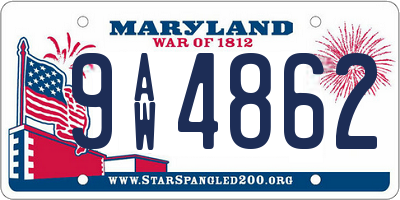 MD license plate 9AW4862